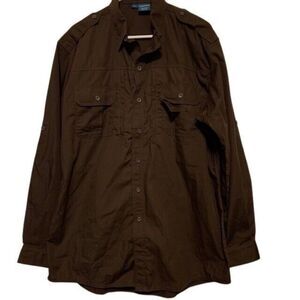 PROPPER SIZE LARGE BROWN LONG SLEEVED TACTICAL BUTTON SHIRT *New*